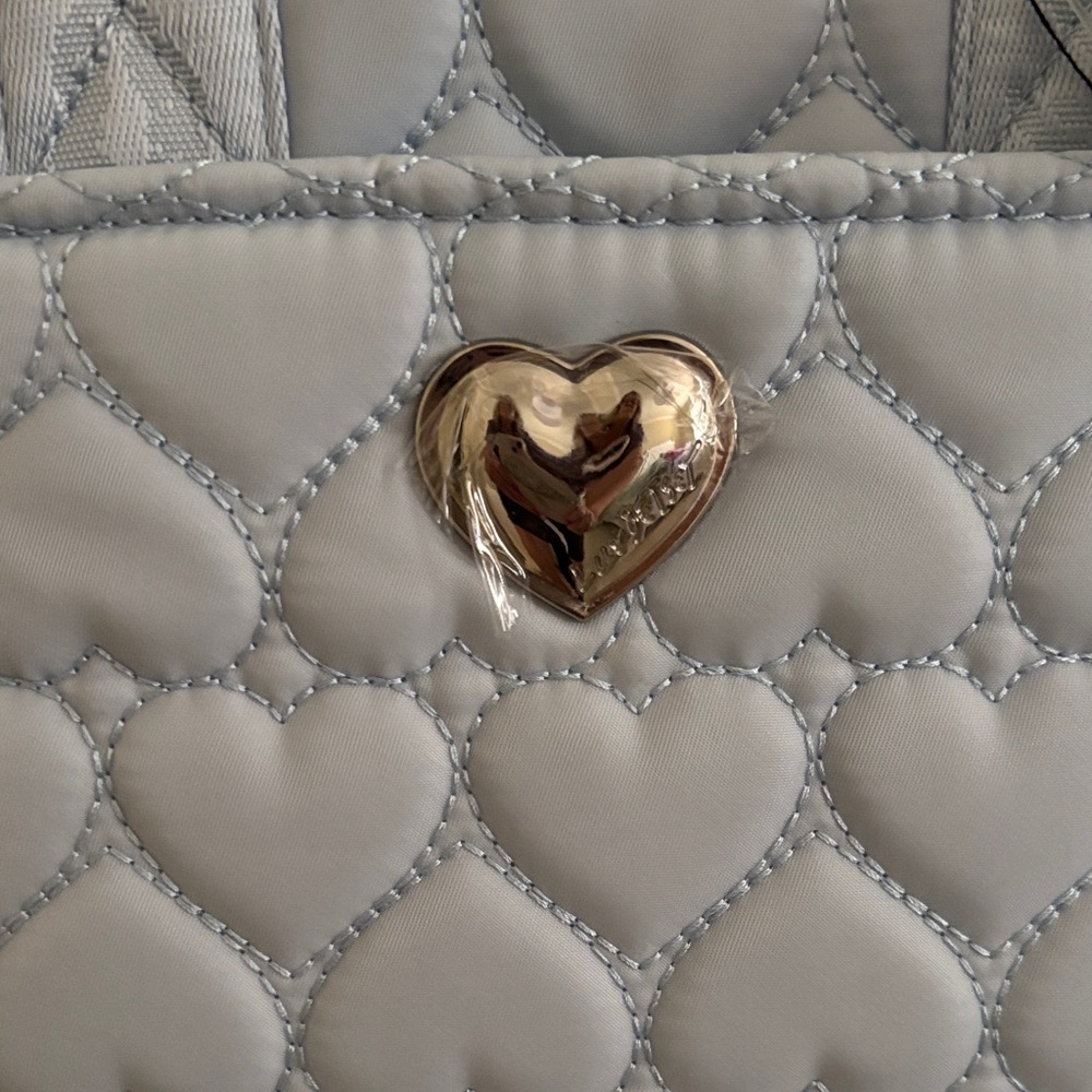 ☀️Luv Betsey Light Blue Heart Quilted Backpack - Picture 5 of 10